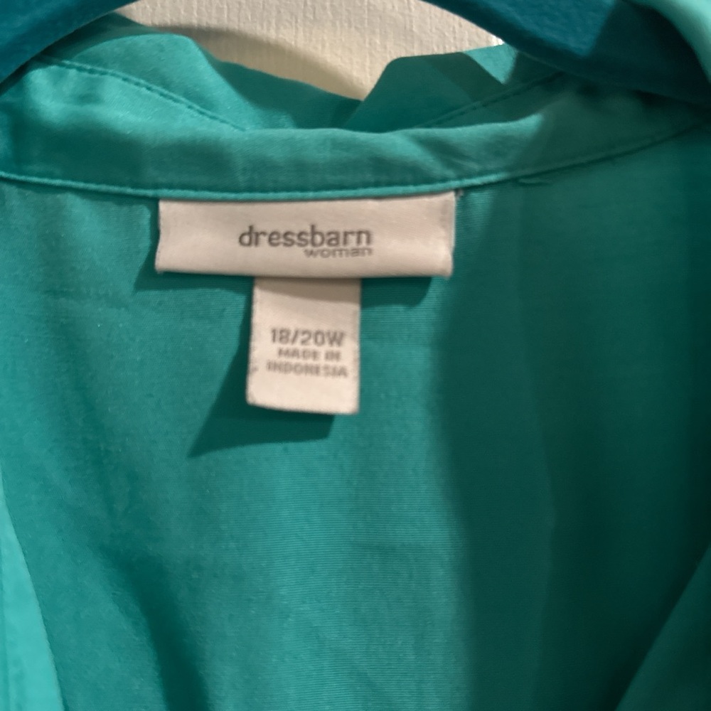 dressbarn Turquoise Button-Down Shirt - Picture 2 of 3